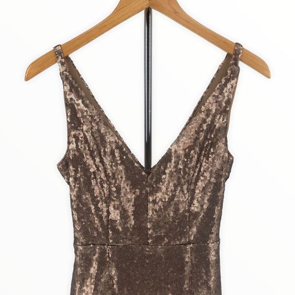 Lulus Champagne Showers Matte Bronze Sequin Bodycon Dress size Small NWT - Picture 3 of 13